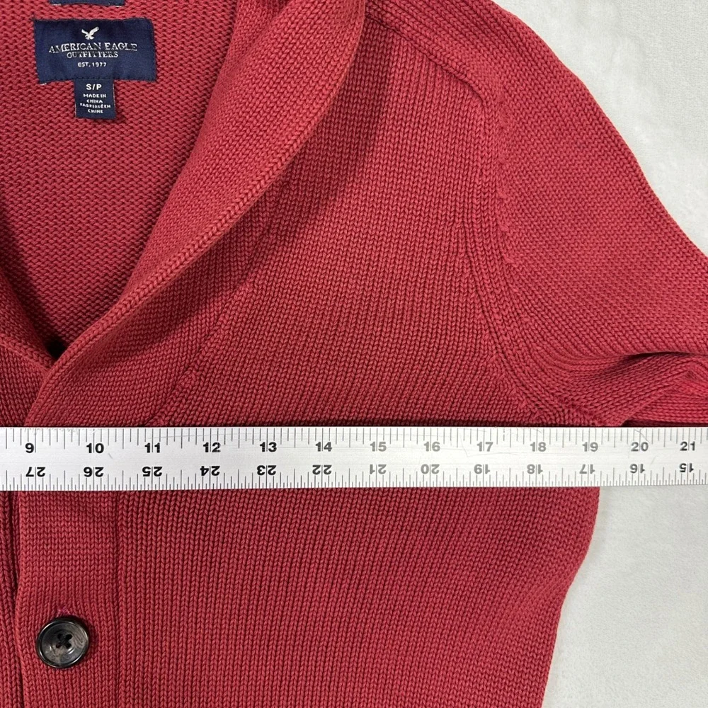 American Eagle Outfitters Men's Red Shawl Collar Cardigan Sweater Prep Fit Small